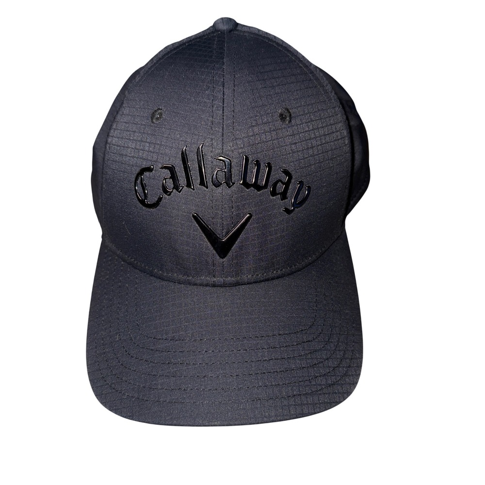 Callaway Golf Hat OSFM Black Ripstop Adjustable Strapback 3D Logo Cap